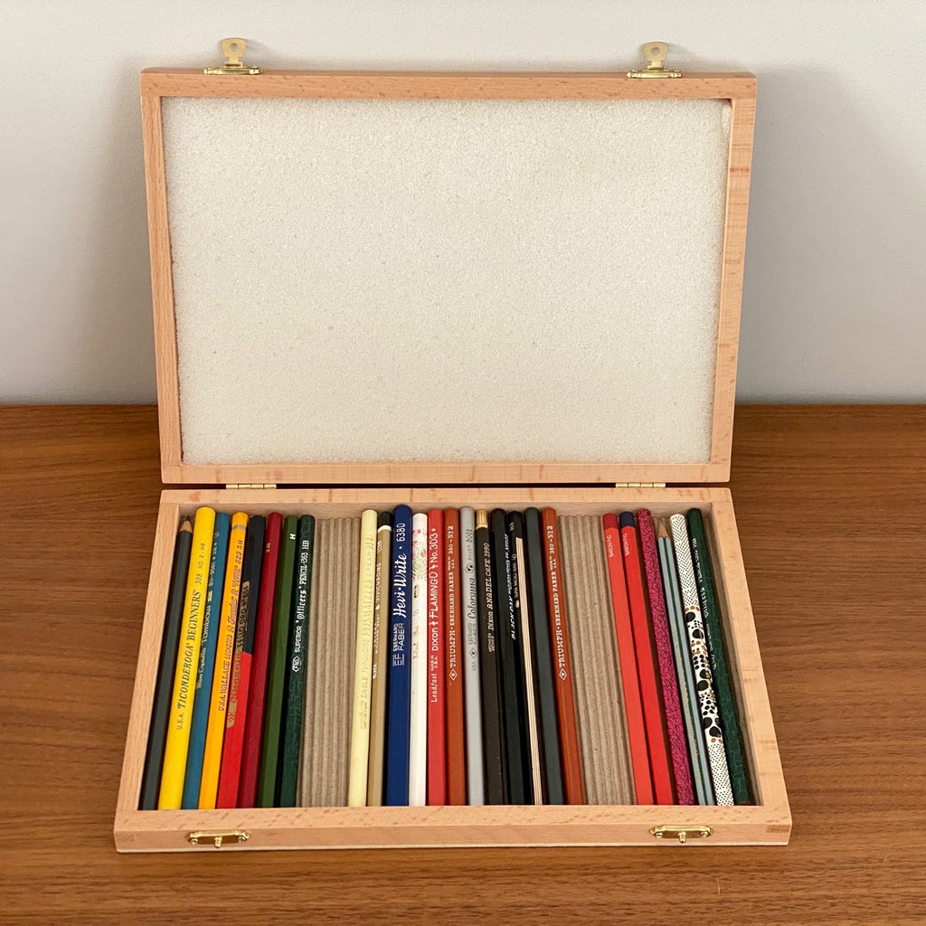 Wooden pencil box. Boesner