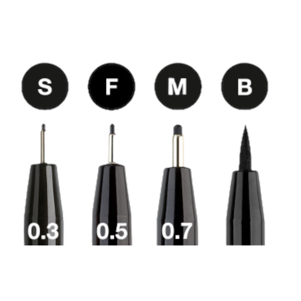 Box of 4 Pitt Artist Pens. Black. Faber-Castell